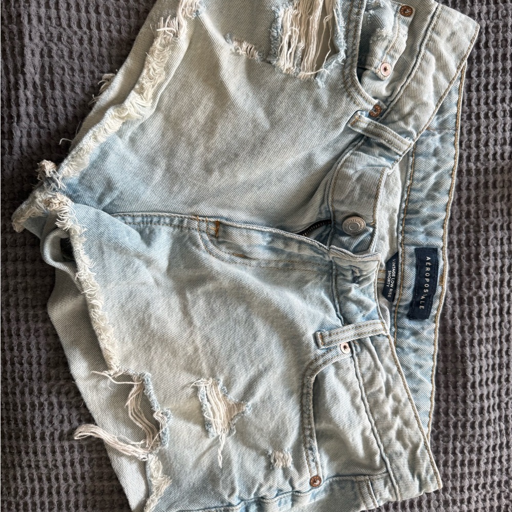 Aeropostale Blue Distressed Denim Shorts